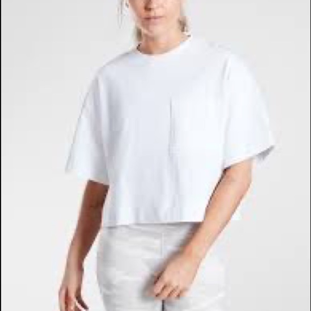 Pale blue classic cotton crop tee
